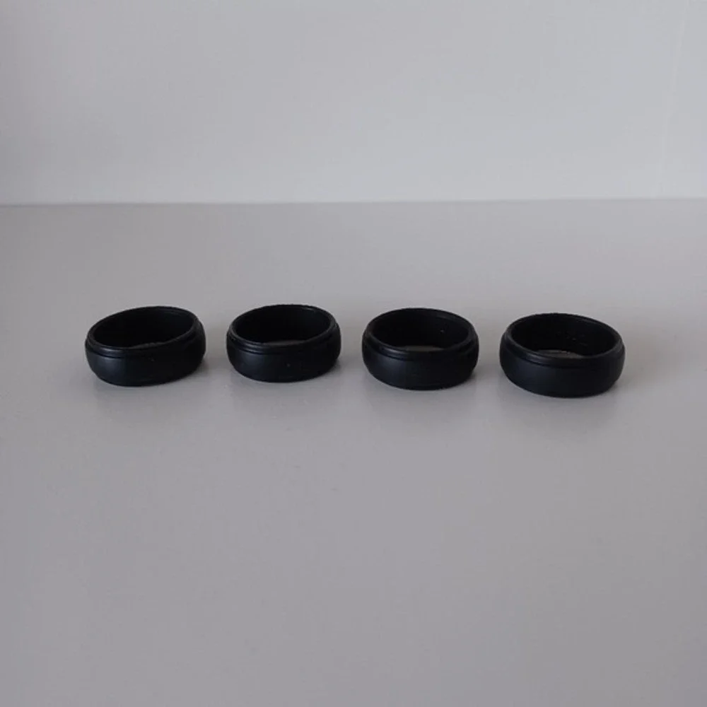 Four Men's Silicone Black Rubber‎ Wedding Rings Accessories Jewelry